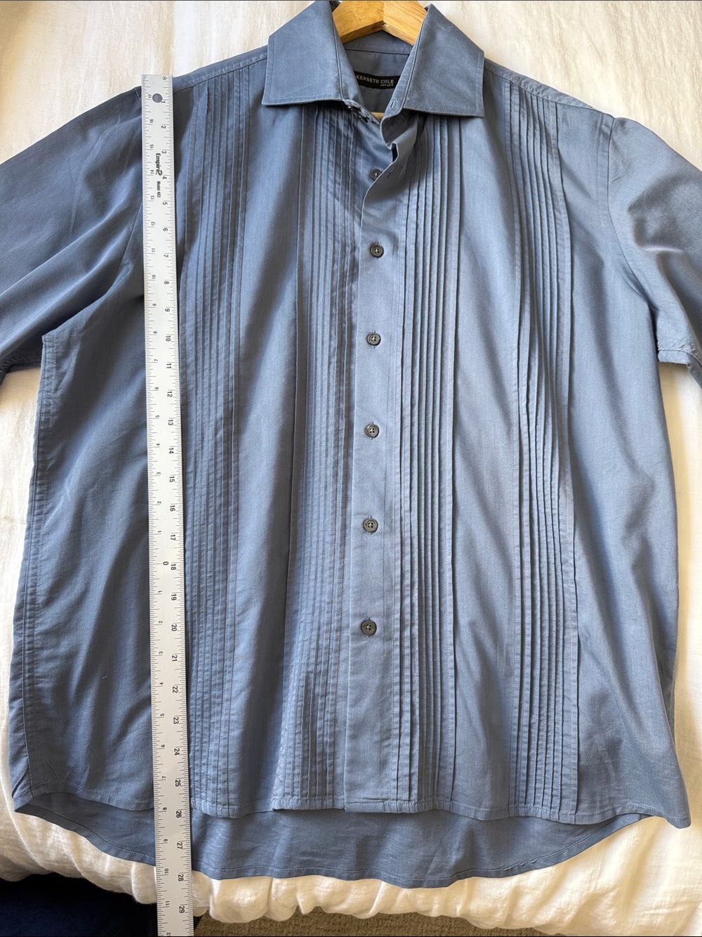 Kenneth Cole NY Men’s Blue Tonal Stripe Long-Sleeve Button-Up Shirt Size L Work - Picture 8 of 8